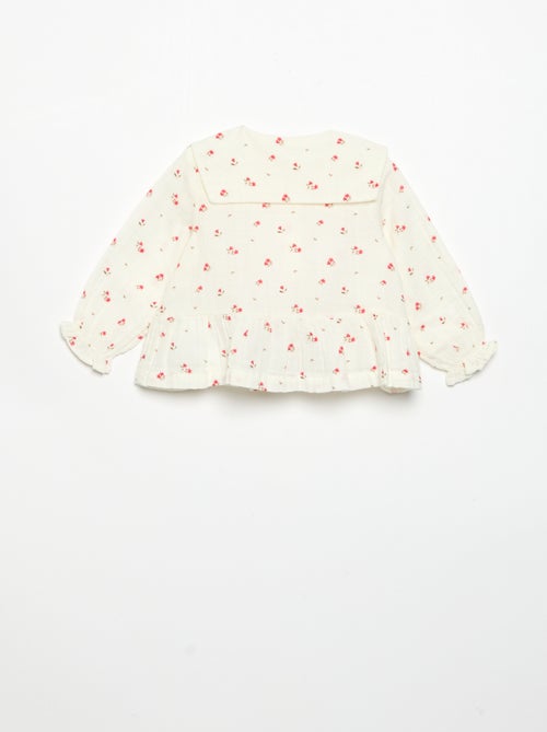Blouse gaze de coton boutonné - Kiabi