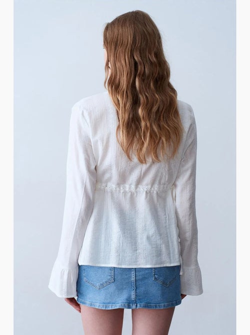 Blouse geborduurd v-hals geweven dilvin - Kiabi