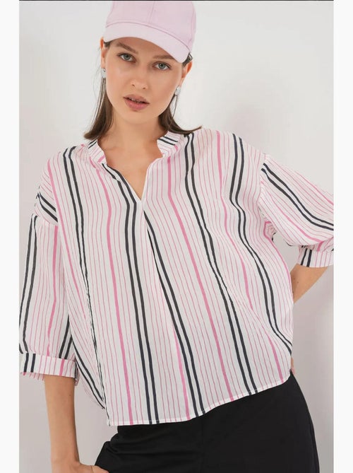 Blouse gestreept v-hals bdart - Kiabi