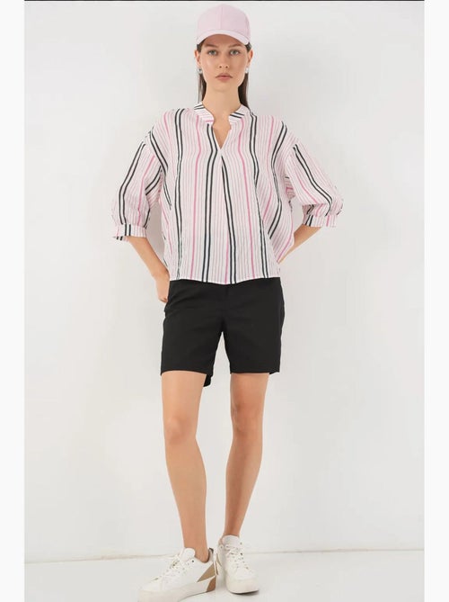 Blouse gestreept v-hals bdart - Kiabi