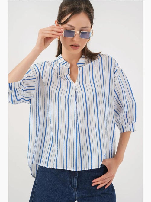 Blouse gestreept v-hals bdart - Kiabi