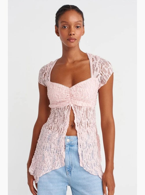 Blouse getailleerd kant vierkante hals dilvin - Kiabi