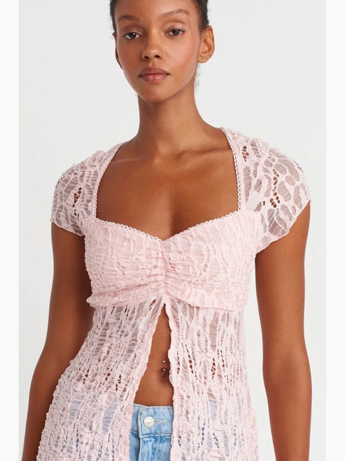 Blouse getailleerd kant vierkante hals dilvin - Kiabi