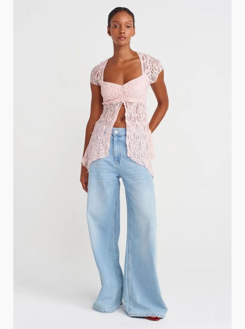 Blouse getailleerd kant vierkante hals dilvin - Kiabi