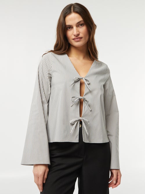 Blouse gilet rayée avec liens à nouer - Kiabi