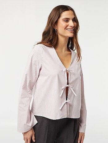Blouse gilet rayée avec liens à nouer