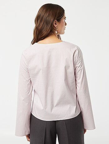 Blouse gilet rayée avec liens à nouer