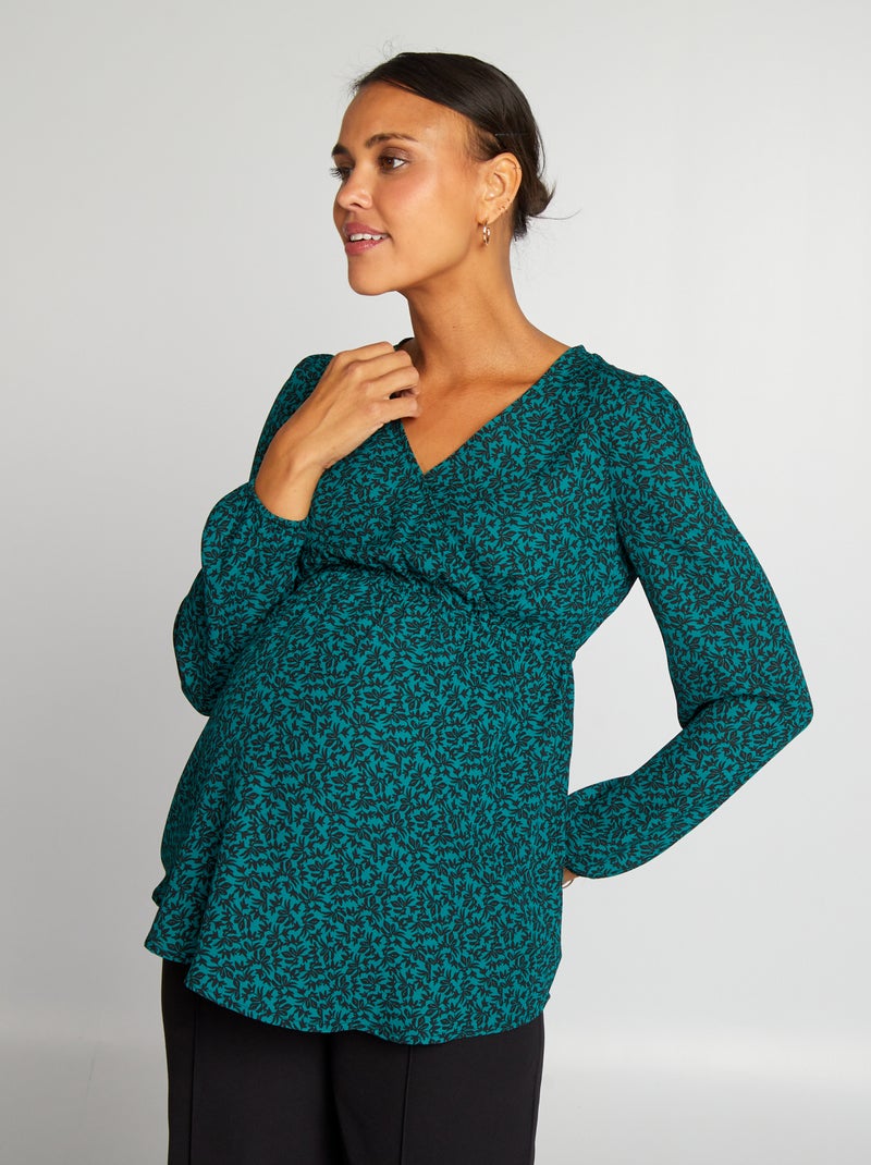 Blouse grossesse imprimée Vert - Kiabi