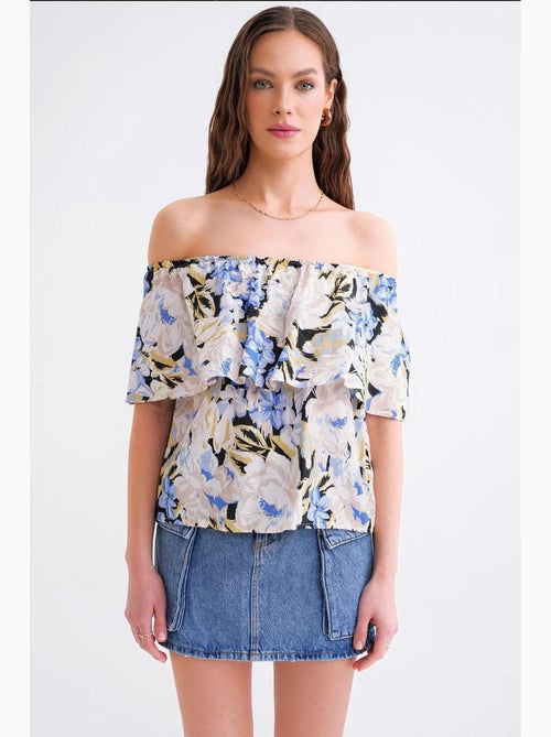 Blouse imprimé fleuri épaules dénudées mixray - Kiabi