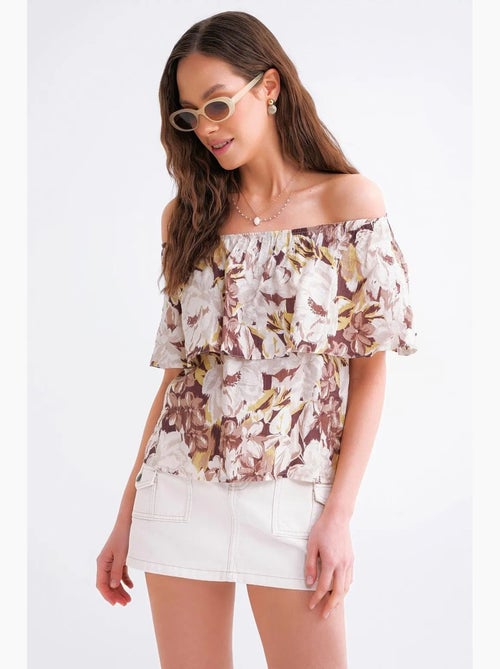 Blouse imprimé fleuri épaules dénudées mixray - Kiabi