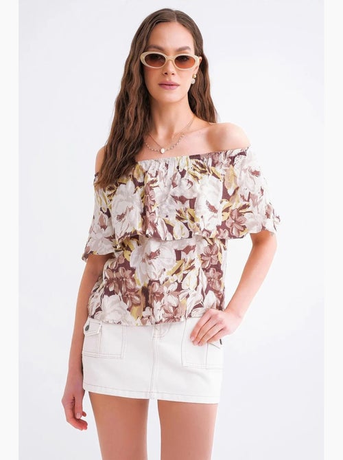 Blouse imprimé fleuri épaules dénudées mixray - Kiabi