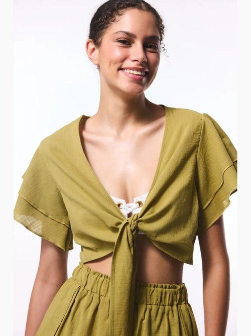 Blouse kort met strikdetail penti - Kiabi