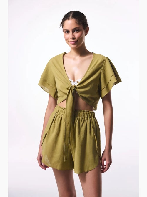 Blouse kort met strikdetail penti - Kiabi