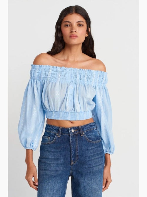 Blouse kort off shoulder dilvin - Kiabi Blouse kort off shoulder dilvin - Kiabi