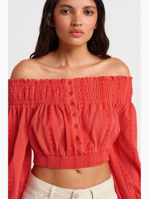 Blouse kort off shoulder dilvin - Kiabi