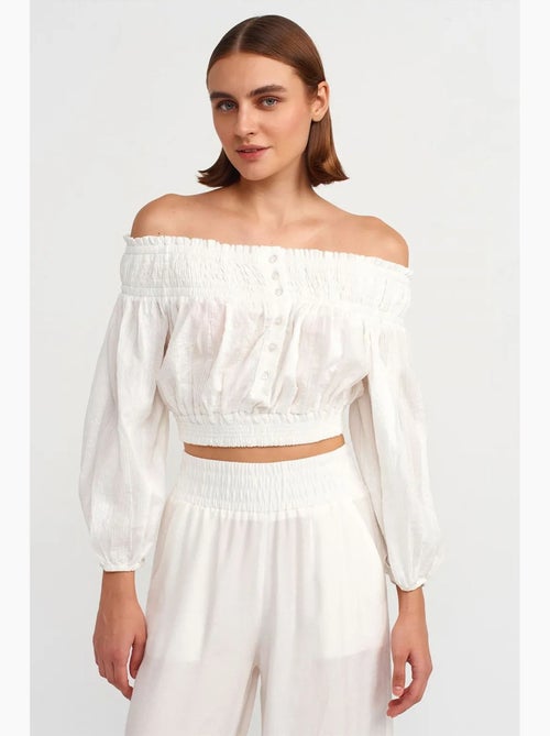 Blouse kort off shoulder dilvin - Kiabi