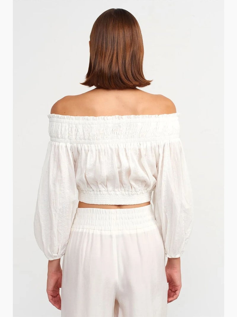 Blouse kort off shoulder dilvin Wit - Kiabi