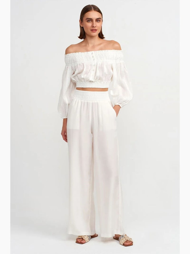 Blouse kort off shoulder dilvin Wit - Kiabi
