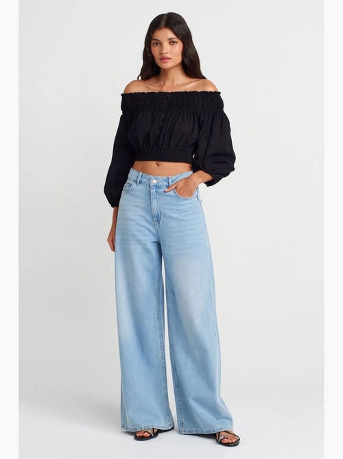 Blouse kort off shoulder dilvin - Kiabi Blouse kort off shoulder dilvin - Kiabi