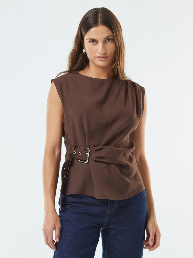 Blouse large avec boucle intégrée Marron - Kiabi
