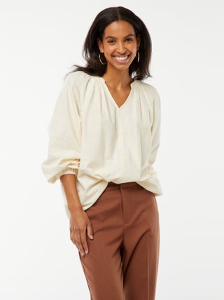 Blouse large en coton avec broderies