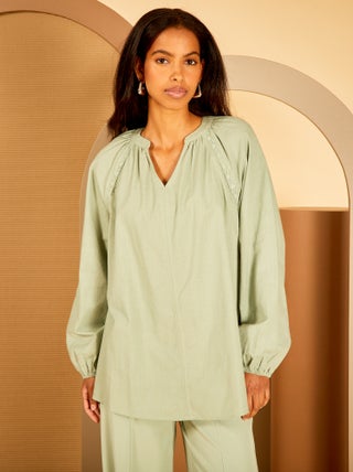 Blouse large en coton avec broderies