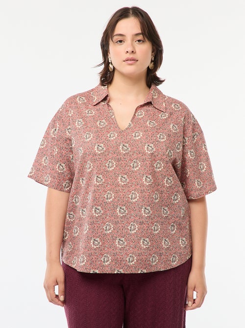 Blouse légère à manches courtes avec motif - Kiabi