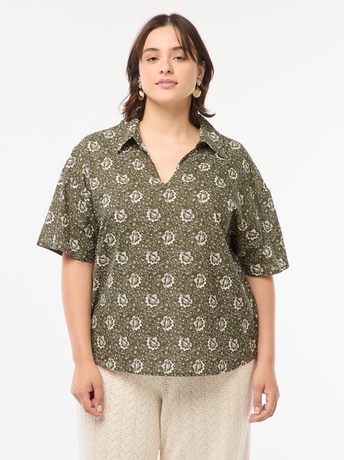 Blouse légère à manches courtes avec motif - Kiabi