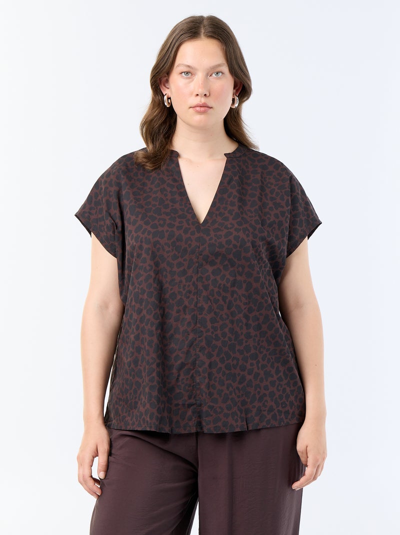 Blouse légère à manches courtes Marron - Kiabi