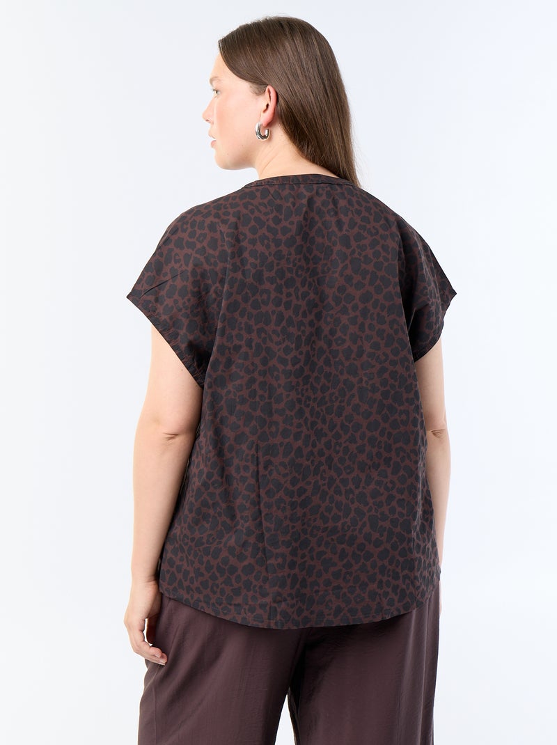 Blouse légère à manches courtes Marron - Kiabi