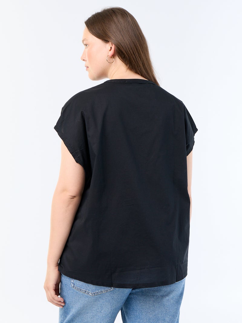 Blouse légère à manches courtes Noir - Kiabi