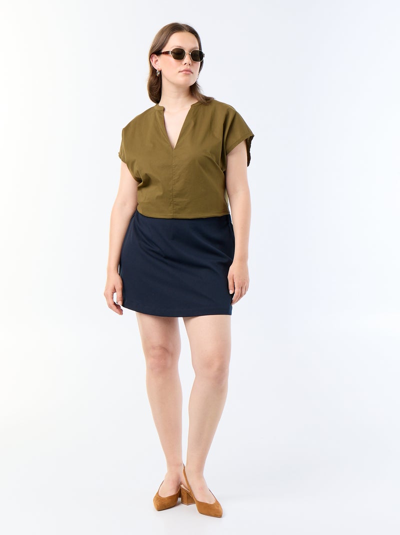 Blouse légère à manches courtes Vert - Kiabi