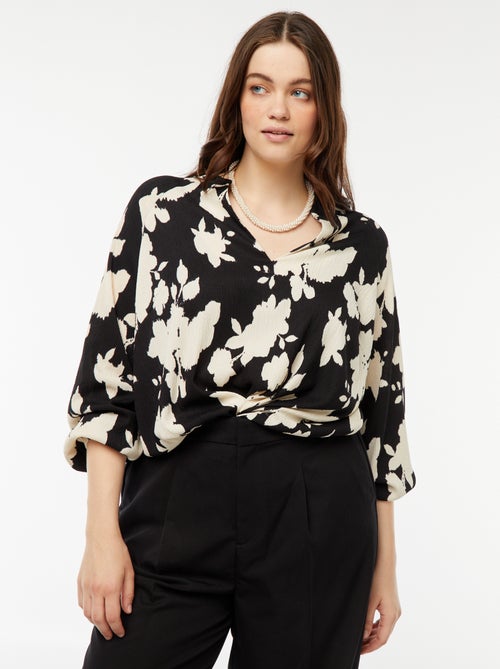 Blouse légère à manches longues et à motif - Kiabi