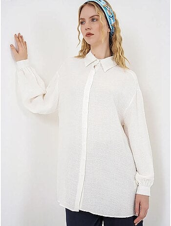 Blouse longue oversize texturée avec col chemise bdart