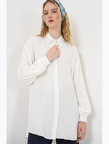 Blouse longue oversize texturée avec col chemise bdart