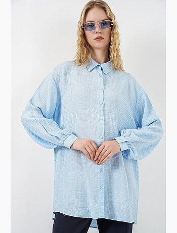Blouse longue oversize texturée avec col chemise bdart
