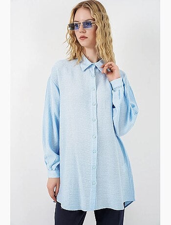 Blouse longue oversize texturée avec col chemise bdart