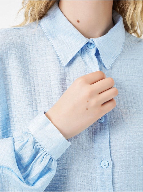 Blouse longue oversize texturée avec col chemise bdart - Kiabi
