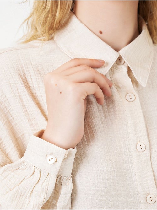 Blouse longue oversize texturée avec col chemise bdart - Kiabi