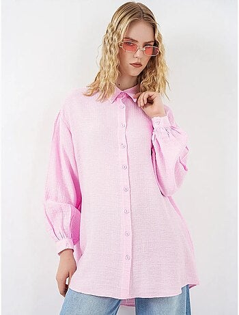 Blouse longue oversize texturée avec col chemise bdart