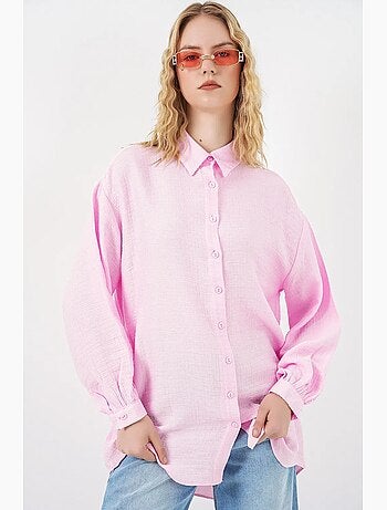 Blouse longue oversize texturée avec col chemise bdart