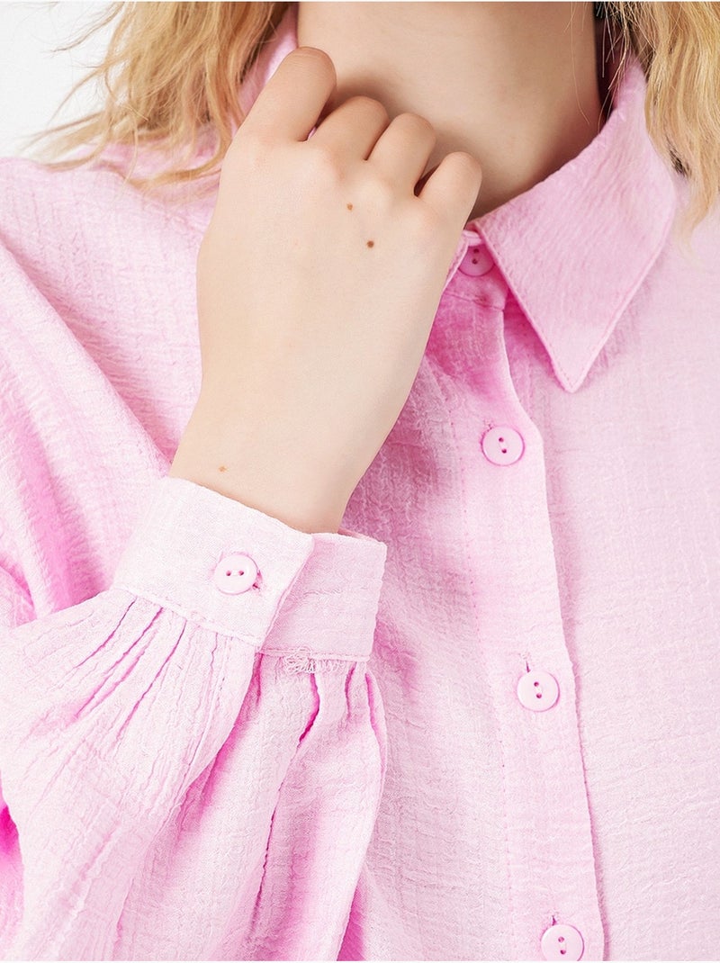 Blouse longue oversize texturée avec col chemise bdart Rose clair - Kiabi