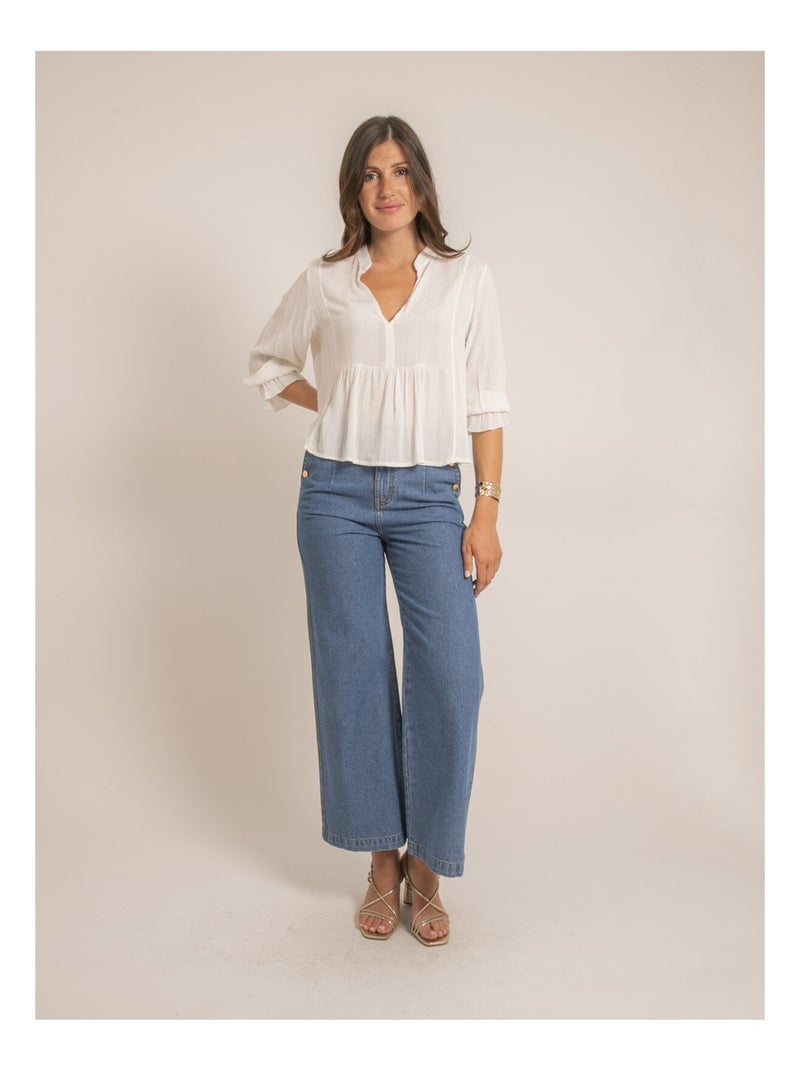 Blouse lurex FERGIE Blanc - Kiabi