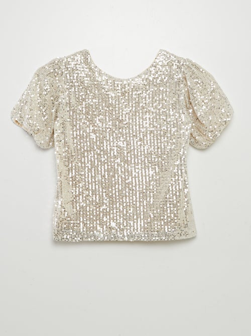 Blouse manches courtes à sequins - Kiabi