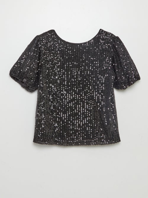 Blouse manches courtes à sequins - Kiabi