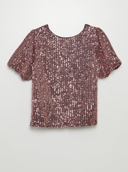 Blouse manches courtes à sequins - Kiabi