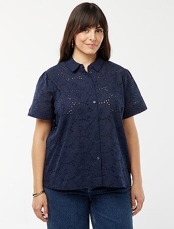 Blouse manches courtes avec broderies anglaises