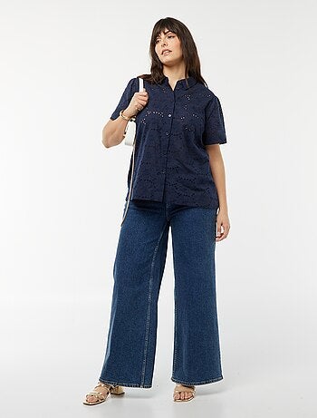 Blouse manches courtes avec broderies anglaises