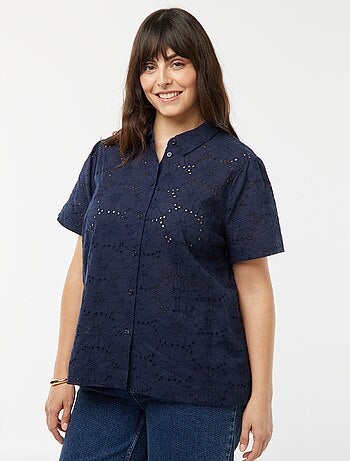 Blouse manches courtes avec broderies anglaises
