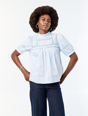 Blouse manches courtes avec broderies